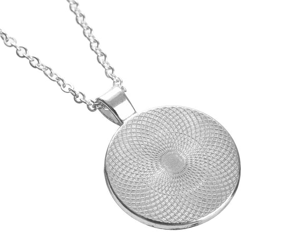 Mandala Flower Time Gemstone Glass Pendant Necklace Jewelry