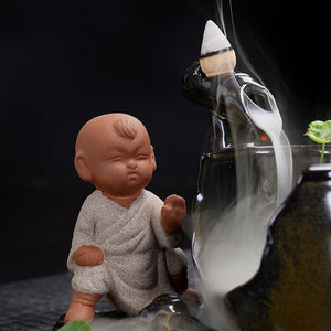 Backflow Incense Burner Ceramic Creative Ornaments Large Size Sima Guang Smashing Cylinder Little Monk Home Tea Ceremony Tower Sandalwood Aromatherapy Burner