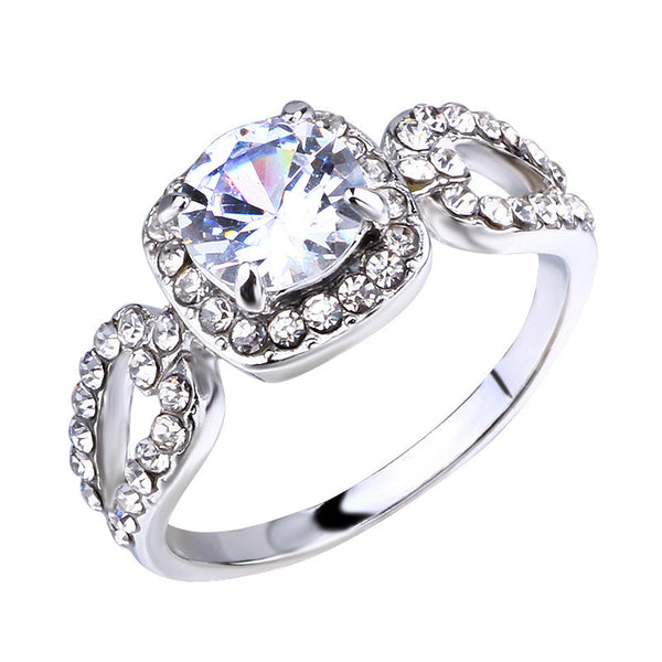 Europe and the United States hot zircon jewelry plated platinum gemstone jewelry trend ring