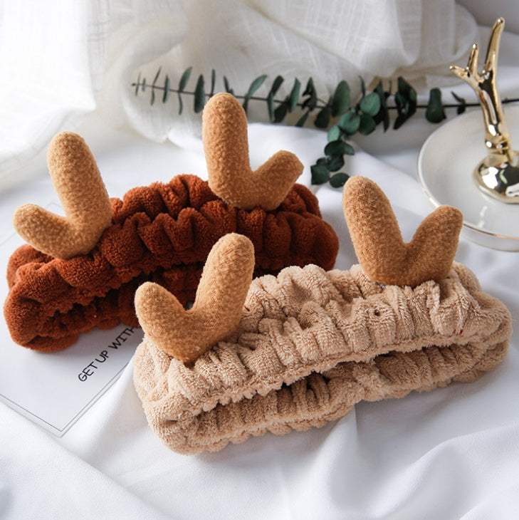 Korean version of cute selling antlers wash face headband