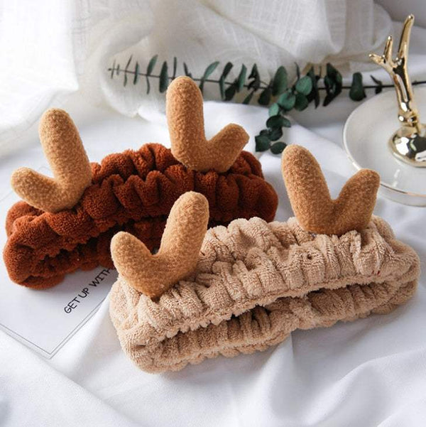Korean version of cute selling antlers wash face headband