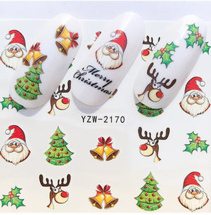 Explosion models Christmas series water transfer nail stickers nail stickers full stickers nail jewelry watermark stickers