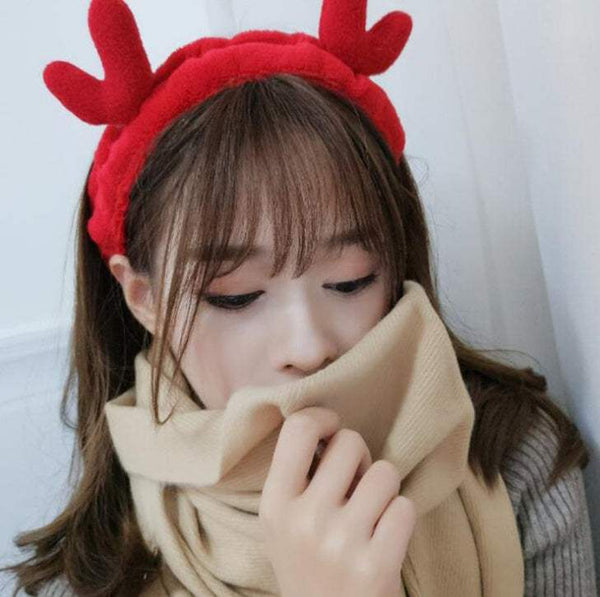 Korean version of cute selling antlers wash face headband
