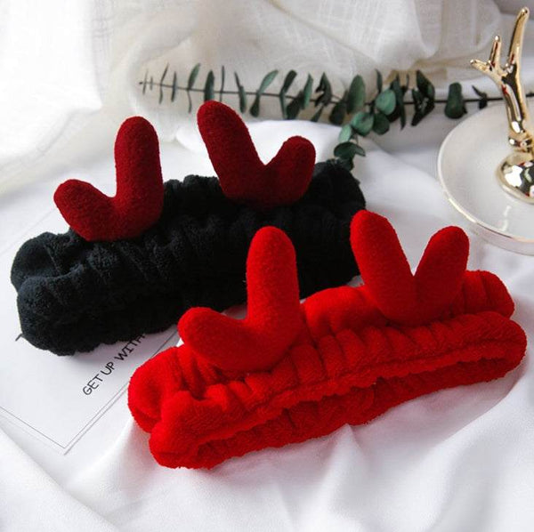 Korean version of cute selling antlers wash face headband
