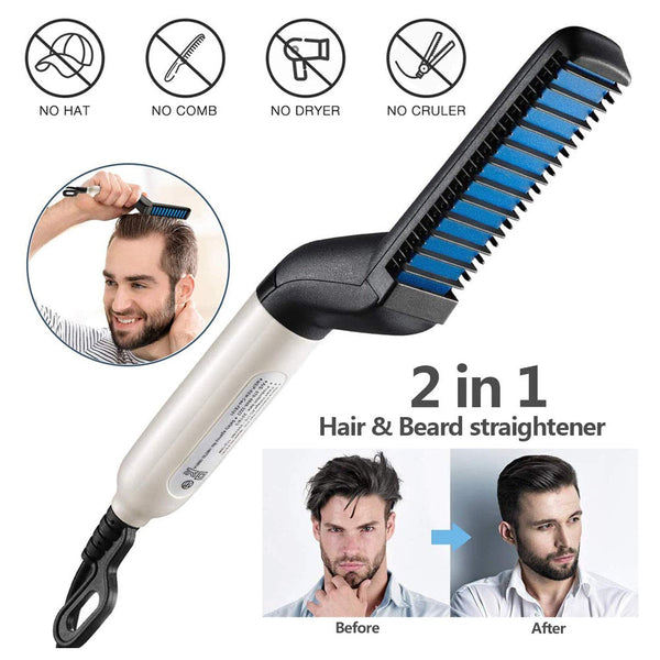 Electric Hair Straightener Brush, Beard Styler & Curling Comb