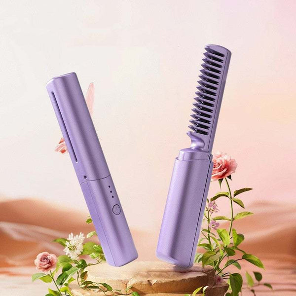 Professional Wireless Hair Straightener Curler Comb TProfessional Wireless Hair Straightener Curler Comb Fast Heating Negative Ion Straightening Curling Brush Hair Styling Toolsool
