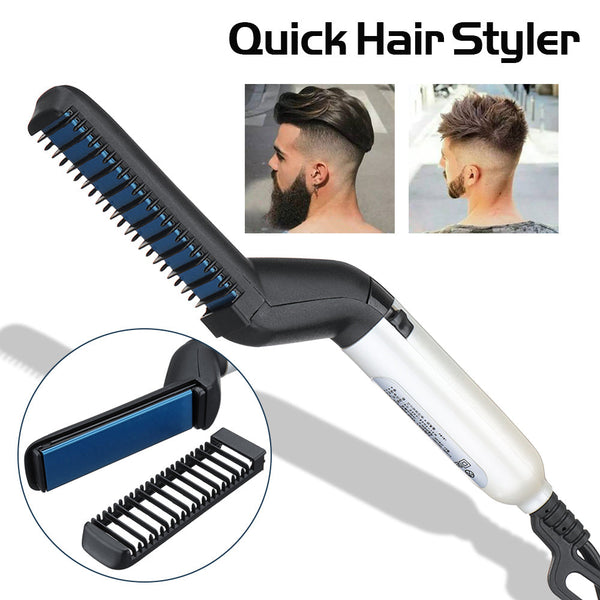 Electric Hair Straightener Brush, Beard Styler & Curling Comb