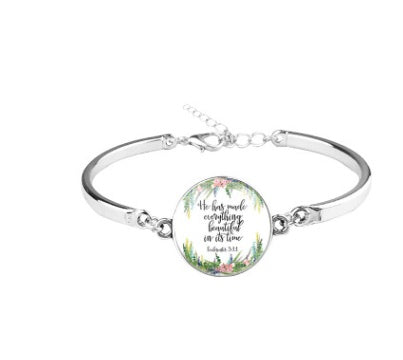 Pattern Bible Bracelet be hunble Bible Time Gemstone Silver Bracelet Jewelry