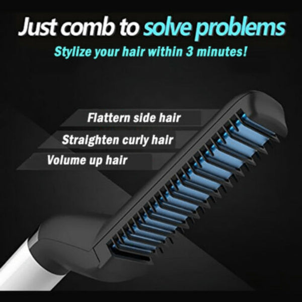 Electric Hair Straightener Brush, Beard Styler & Curling Comb