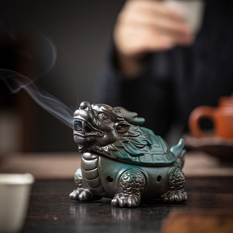Dragon Turtle Ceramic Incense Coil Burner Tea Table Decoration Incense Ornaments