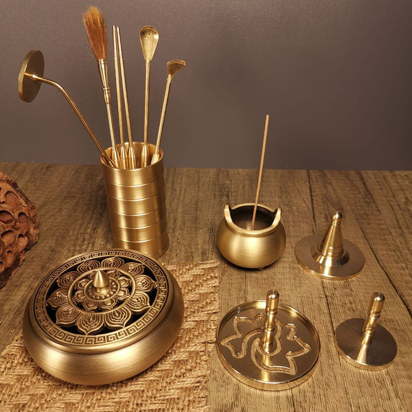 Ancient Incense Road Set All Copper Tower Mold Incense Scoop Ash