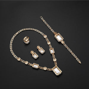 Four-piece Set Of Gemstone Necklace Earrings Jewelry