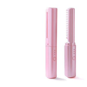 Professional Wireless Hair Straightener Professional Wireless Hair Straightener Curler Comb Fast Heating Negative Ion Straightening Curling Brush Hair Styling ToolsCurler Comb Tool